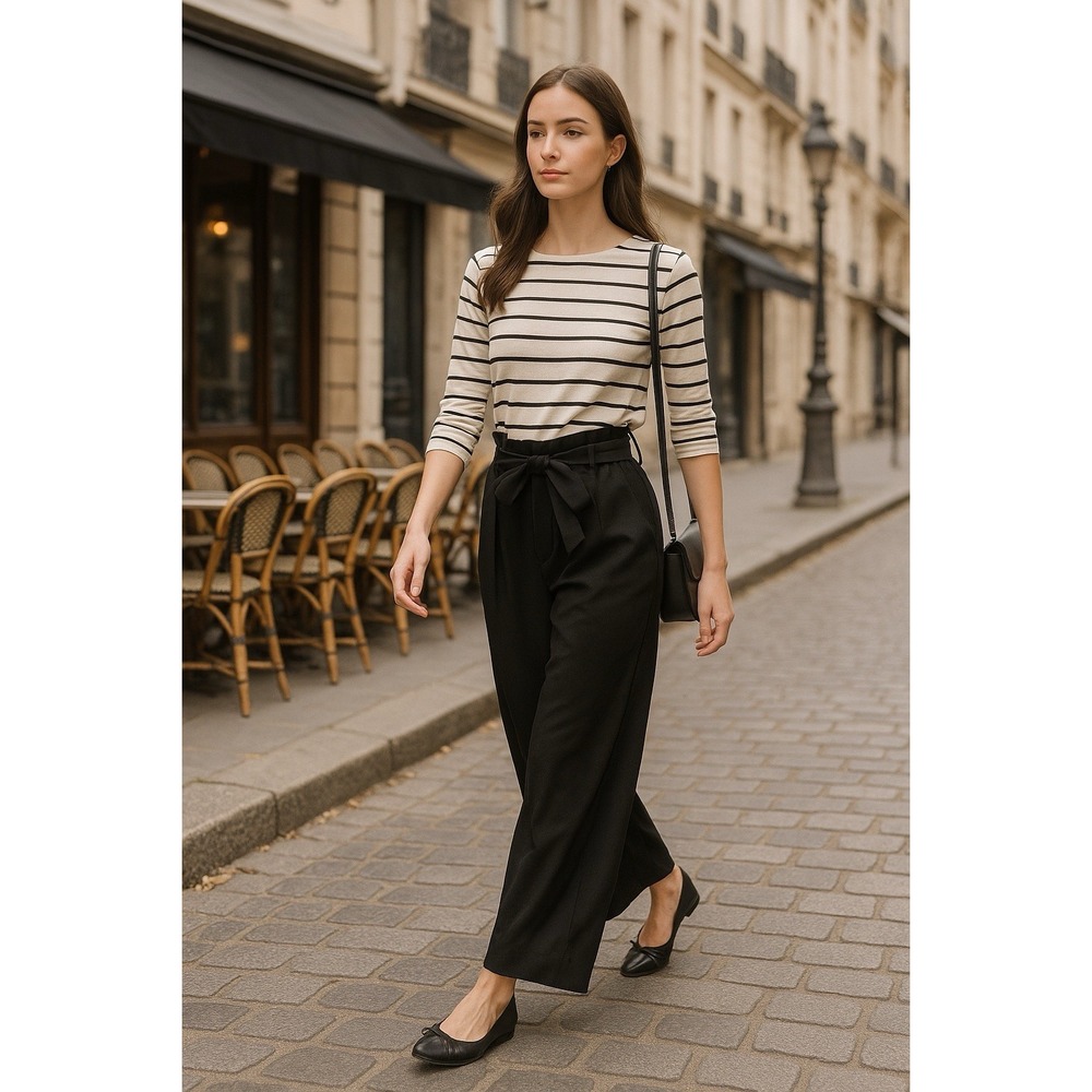 Madewell Paperbag Pants Womens L Black Wide‎ Leg Tie Waist Pleated Minimalist